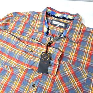 NWT pd & c Classic Fit Long‎ Sleeve Plaid Button Up Shirt Men's Size 2XL Cotton.